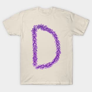 Lavender Letter D Hand Drawn in Watercolor and Ink T-Shirt